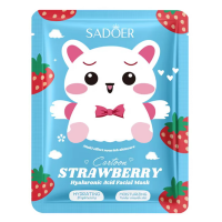 Тканевая маска для лица SADOER Cartoon Strawberry Hyaluronic Acid увлажняющая 25 г
