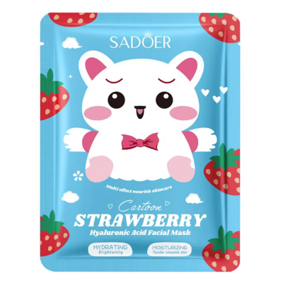Тканевая маска для лица SADOER Cartoon Strawberry Hyaluronic Acid увлажняющая 25 г
