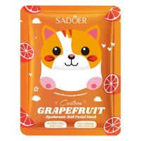 Тканевая маска для лица SADOER Cartoon Grapefruit Hyaluronic Acid увлажняющая 25 г
