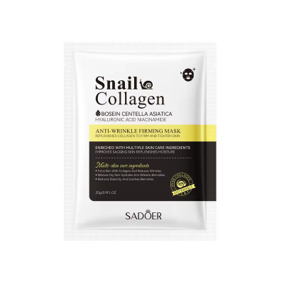 Тканевая маска для лица SADOER Snail Collagen антивозрастная с муцином улитки и коллагеном 25 г