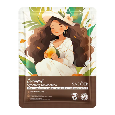 Тканинна маска для обличчя SADOER Coconut зволожуюча 25 г
