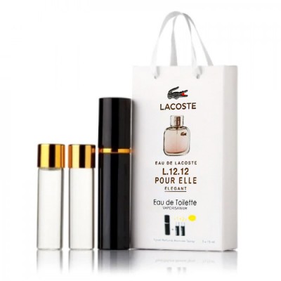 Парфум жіночий Lacoste Eau De Lacoste L.12.12 Pour Elle Elegant з феромонами 3х15 мл